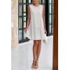 imagePRETTYGARDEN Casual Short Summer Dresses for Women 2025 Sleeveless Crewneck Cute Ruffle Loose Vacation Mini Tshirt DressLight Grey