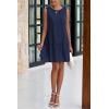 imagePRETTYGARDEN Casual Short Summer Dresses for Women 2025 Sleeveless Crewneck Cute Ruffle Loose Vacation Mini Tshirt DressNavy