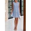imagePRETTYGARDEN Casual Short Summer Dresses for Women 2025 Sleeveless Crewneck Cute Ruffle Loose Vacation Mini Tshirt DressSky Blue