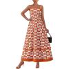 imagePRETTYGARDEN Summer Spaghetti Strap Dresses for Women Flowy Smocked Sundresses Casual Boho Sleeveless Beach Maxi Long DressBrown