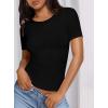 imagePRETTYGARDEN Women 2025 Summer Crew Neck Short Sleeve Tops Ribbed Knit Slim Fit Fashion Basic Tee Shirts Casual Going Out TopBlack