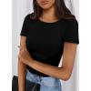 imagePRETTYGARDEN Women 2025 Summer Crew Neck Short Sleeve Tops Ribbed Knit Slim Fit Fashion Basic Tee Shirts Casual Going Out TopBlack