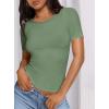 imagePRETTYGARDEN Women 2025 Summer Crew Neck Short Sleeve Tops Ribbed Knit Slim Fit Fashion Basic Tee Shirts Casual Going Out TopFruit Green