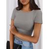 imagePRETTYGARDEN Women 2025 Summer Crew Neck Short Sleeve Tops Ribbed Knit Slim Fit Fashion Basic Tee Shirts Casual Going Out TopGrey