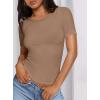 imagePRETTYGARDEN Women 2025 Summer Crew Neck Short Sleeve Tops Ribbed Knit Slim Fit Fashion Basic Tee Shirts Casual Going Out TopLight Khaki