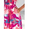 imagePRETTYGARDEN Women Floral Boho Maxi Dresses Summer Short Sleeve V Neck Smocked A Line Long Flowy Beach Vacation DressPink Floral