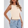 imagePRETTYGARDEN Women Going Out Tops Summer 2025 Cute Split Hem Ruched Sleeveless Shirt Spring Fashion Y2K Ribbed Tank TopApricot