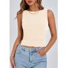 imagePRETTYGARDEN Women Going Out Tops Summer 2025 Cute Split Hem Ruched Sleeveless Shirt Spring Fashion Y2K Ribbed Tank TopApricot