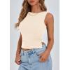 imagePRETTYGARDEN Women Going Out Tops Summer 2025 Cute Split Hem Ruched Sleeveless Shirt Spring Fashion Y2K Ribbed Tank TopApricot