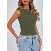 imagePRETTYGARDEN Women Going Out Tops Summer 2025 Cute Split Hem Ruched Sleeveless Shirt Spring Fashion Y2K Ribbed Tank TopArmy Green