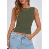 imagePRETTYGARDEN Women Going Out Tops Summer 2025 Cute Split Hem Ruched Sleeveless Shirt Spring Fashion Y2K Ribbed Tank TopArmy Green