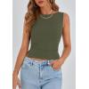 imagePRETTYGARDEN Women Going Out Tops Summer 2025 Cute Split Hem Ruched Sleeveless Shirt Spring Fashion Y2K Ribbed Tank TopArmy Green