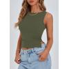 imagePRETTYGARDEN Women Going Out Tops Summer 2025 Cute Split Hem Ruched Sleeveless Shirt Spring Fashion Y2K Ribbed Tank TopArmy Green