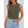 imagePRETTYGARDEN Women Going Out Tops Summer 2025 Cute Split Hem Ruched Sleeveless Shirt Spring Fashion Y2K Ribbed Tank TopArmy Green