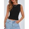 imagePRETTYGARDEN Women Going Out Tops Summer 2025 Cute Split Hem Ruched Sleeveless Shirt Spring Fashion Y2K Ribbed Tank TopBlack