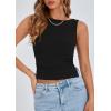 imagePRETTYGARDEN Women Going Out Tops Summer 2025 Cute Split Hem Ruched Sleeveless Shirt Spring Fashion Y2K Ribbed Tank TopBlack
