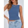 imagePRETTYGARDEN Women Going Out Tops Summer 2025 Cute Split Hem Ruched Sleeveless Shirt Spring Fashion Y2K Ribbed Tank TopBlue