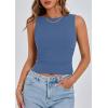 imagePRETTYGARDEN Women Going Out Tops Summer 2025 Cute Split Hem Ruched Sleeveless Shirt Spring Fashion Y2K Ribbed Tank TopBlue