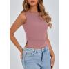 imagePRETTYGARDEN Women Going Out Tops Summer 2025 Cute Split Hem Ruched Sleeveless Shirt Spring Fashion Y2K Ribbed Tank TopGrey Pink
