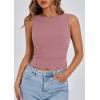 imagePRETTYGARDEN Women Going Out Tops Summer 2025 Cute Split Hem Ruched Sleeveless Shirt Spring Fashion Y2K Ribbed Tank TopGrey Pink