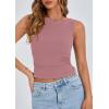 imagePRETTYGARDEN Women Going Out Tops Summer 2025 Cute Split Hem Ruched Sleeveless Shirt Spring Fashion Y2K Ribbed Tank TopGrey Pink