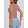 imagePRETTYGARDEN Women Going Out Tops Summer 2025 Cute Split Hem Ruched Sleeveless Shirt Spring Fashion Y2K Ribbed Tank TopGrey Pink