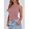 imagePRETTYGARDEN Women Going Out Tops Summer 2025 Cute Split Hem Ruched Sleeveless Shirt Spring Fashion Y2K Ribbed Tank TopGrey Pink