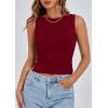 imagePRETTYGARDEN Women Going Out Tops Summer 2025 Cute Split Hem Ruched Sleeveless Shirt Spring Fashion Y2K Ribbed Tank TopWine Red