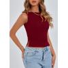 imagePRETTYGARDEN Women Going Out Tops Summer 2025 Cute Split Hem Ruched Sleeveless Shirt Spring Fashion Y2K Ribbed Tank TopWine Red