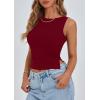 imagePRETTYGARDEN Women Going Out Tops Summer 2025 Cute Split Hem Ruched Sleeveless Shirt Spring Fashion Y2K Ribbed Tank TopWine Red