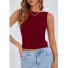 imagePRETTYGARDEN Women Going Out Tops Summer 2025 Cute Split Hem Ruched Sleeveless Shirt Spring Fashion Y2K Ribbed Tank TopWine Red