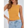 imagePRETTYGARDEN Women Going Out Tops Summer 2025 Cute Split Hem Ruched Sleeveless Shirt Spring Fashion Y2K Ribbed Tank TopYellow