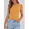 imagePRETTYGARDEN Women Going Out Tops Summer 2025 Cute Split Hem Ruched Sleeveless Shirt Spring Fashion Y2K Ribbed Tank TopYellow