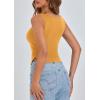 imagePRETTYGARDEN Women Going Out Tops Summer 2025 Cute Split Hem Ruched Sleeveless Shirt Spring Fashion Y2K Ribbed Tank TopYellow
