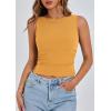 imagePRETTYGARDEN Women Going Out Tops Summer 2025 Cute Split Hem Ruched Sleeveless Shirt Spring Fashion Y2K Ribbed Tank TopYellow