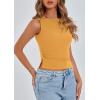 imagePRETTYGARDEN Women Going Out Tops Summer 2025 Cute Split Hem Ruched Sleeveless Shirt Spring Fashion Y2K Ribbed Tank TopYellow
