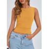 imagePRETTYGARDEN Women Going Out Tops Summer 2025 Cute Split Hem Ruched Sleeveless Shirt Spring Fashion Y2K Ribbed Tank TopYellow