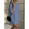 imagePRETTYGARDEN Womens 2 Piece Lounge Sets 2025 Summer Short Sleeve Tunic Tops Drawstring Shorts Matching Outfits TracksuitsGrey Blue