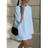 imagePRETTYGARDEN Womens 2 Piece Lounge Sets 2025 Summer Short Sleeve Tunic Tops Drawstring Shorts Matching Outfits TracksuitsLight Blue