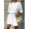 imagePRETTYGARDEN Womens 2 Piece Lounge Sets 2025 Summer Short Sleeve Tunic Tops Drawstring Shorts Matching Outfits TracksuitsWhite