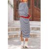 imagePRETTYGARDEN Womens 2 Piece Sets Lounge Striped Sweater Fall Casual Long Sleeve Knit Midi Skirts Matching Travel OutfitsDark Blue Stripe