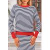 imagePRETTYGARDEN Womens 2 Piece Sets Lounge Striped Sweater Fall Casual Long Sleeve Knit Midi Skirts Matching Travel OutfitsDark Blue Stripe