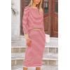 imagePRETTYGARDEN Womens 2 Piece Sets Lounge Striped Sweater Fall Casual Long Sleeve Knit Midi Skirts Matching Travel OutfitsPink Stripe