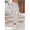 imagePRETTYGARDEN Womens 2 Piece Sets Lounge Striped Sweater Fall Casual Long Sleeve Knit Midi Skirts Matching Travel OutfitsWhite Stripe