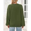 imagePRETTYGARDEN Womens 2024 Winter Chunky Knit Sweater Casual Long Lantern Sleeve Crewneck Pullover Jumper TopsArmy Green