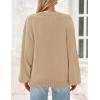 imagePRETTYGARDEN Womens 2024 Winter Chunky Knit Sweater Casual Long Lantern Sleeve Crewneck Pullover Jumper TopsKhaki