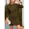imagePRETTYGARDEN Womens 2025 Fall Knit Pullover Sweaters Long Sleeve Crewneck Oversized Loose Short Sweater DressArmy Green