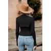 imagePRETTYGARDEN Womens 2025 Fashion Fall Clothes 2 Piece Cutout Tops Long Sleeve Mock Neck Rib Knit Winter Pullover SweaterBlack