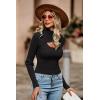 imagePRETTYGARDEN Womens 2025 Fashion Fall Clothes 2 Piece Cutout Tops Long Sleeve Mock Neck Rib Knit Winter Pullover SweaterBlack