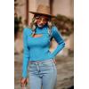 imagePRETTYGARDEN Womens 2025 Fashion Fall Clothes 2 Piece Cutout Tops Long Sleeve Mock Neck Rib Knit Winter Pullover SweaterBlue